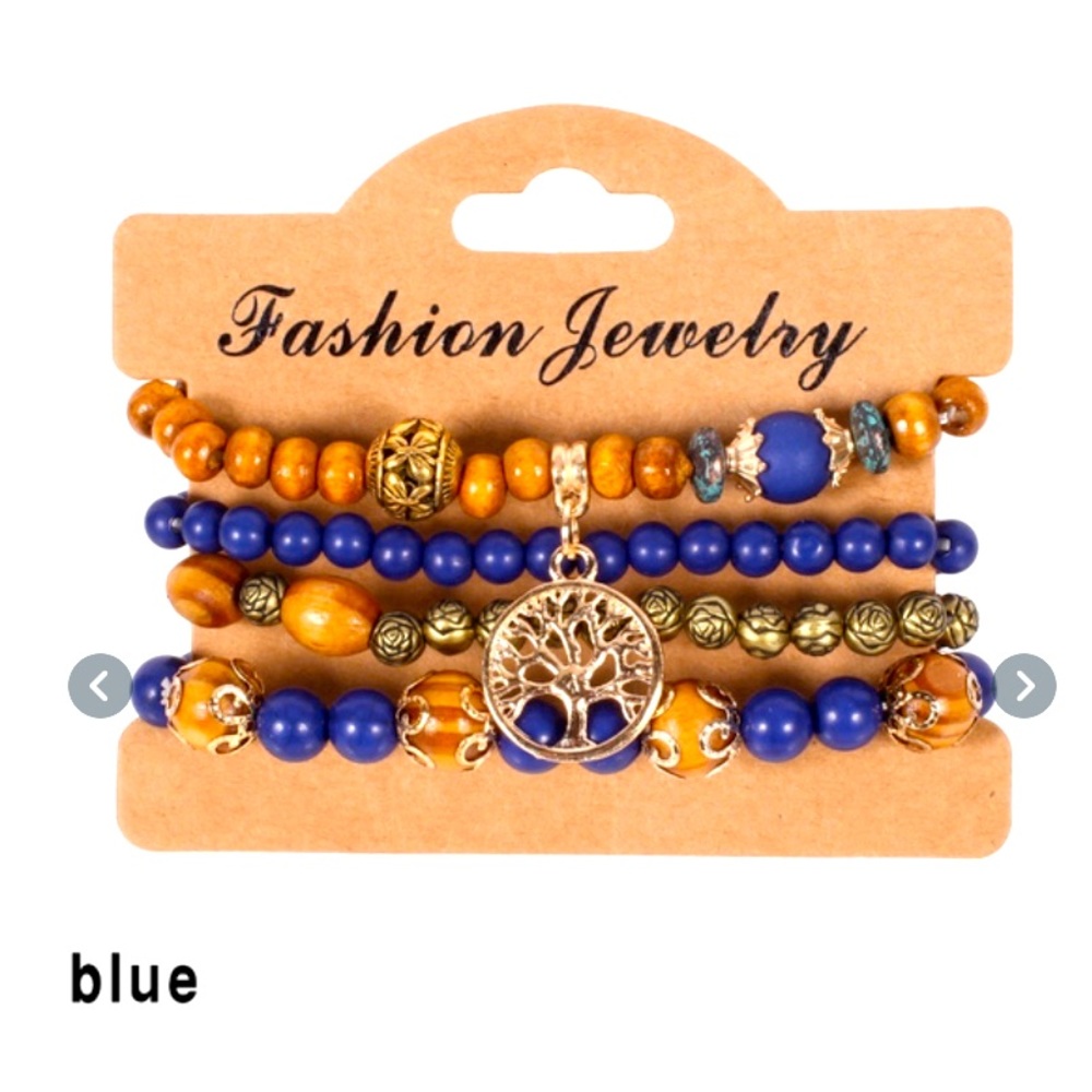 Blue Wooden Beads Bracelets